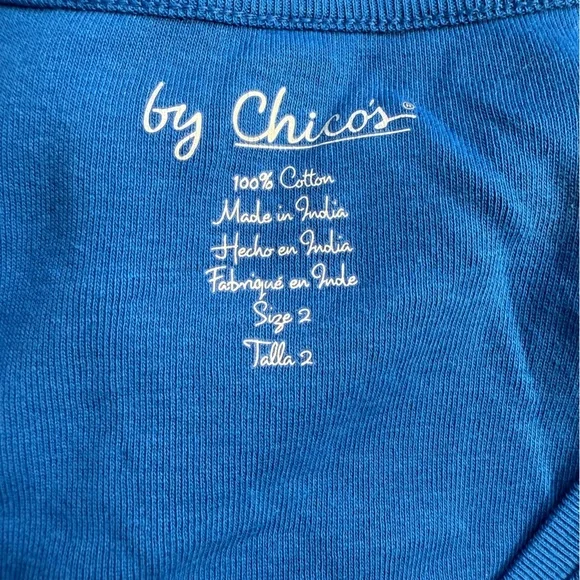 BUNDLE OF 2 Chico's Blue and Pink Short Sleeve Tees | Size 2 (L/12) - Picture 2 of 7